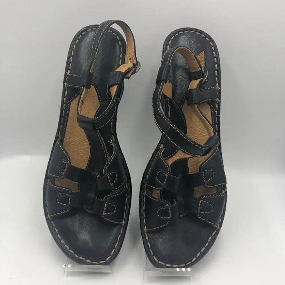 Brown's Landing Women's Brown Leather Wedge Sandals 8M Baylee
